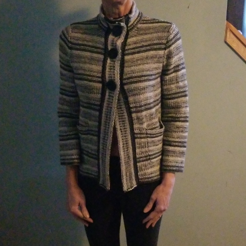 Super soft P/P size Gray, white & black cardigan